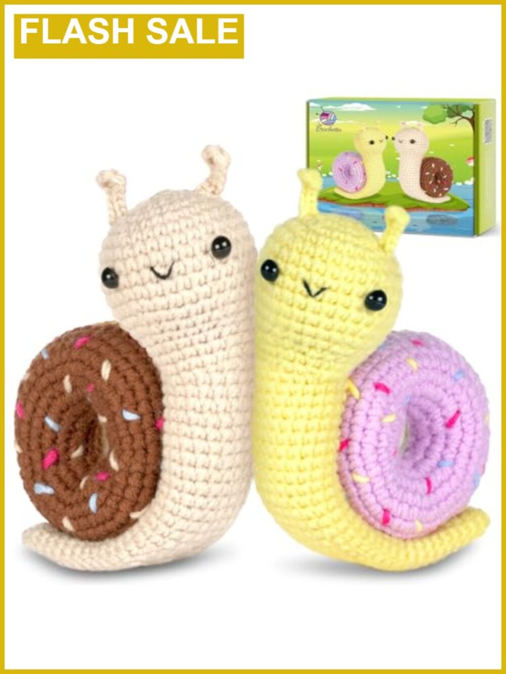 Beginner Crochet Kit with Step-by-Step Video Tutorials, DIY Snail Couple Craft